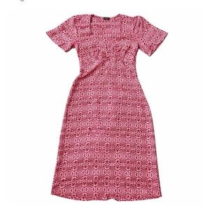 Komarov 100% Silk Geometric Print Midi Dress